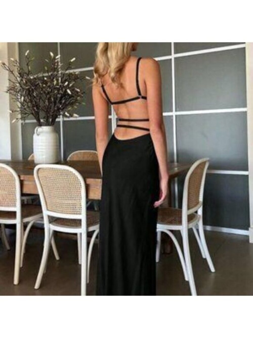 Black Preppy Womens Cut Out Waist Cami Dress - Picture 2 of 3